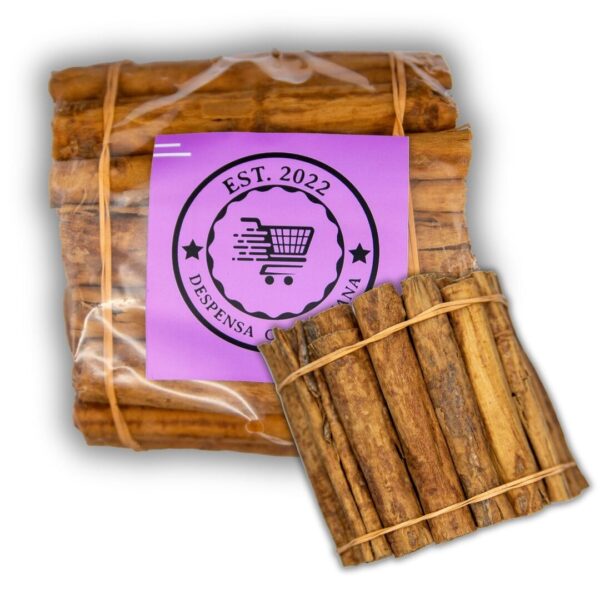 A bundle of Ceylon cinnamon 5-inch sticks wrapped in packaging with a purple label.