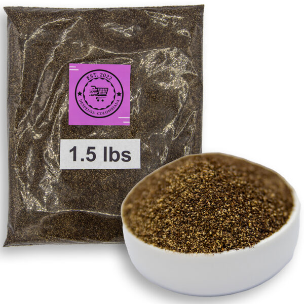 1.5 lb bag of ground black pepper with a preview bowl – bold, aromatic spice for everyday cooking.