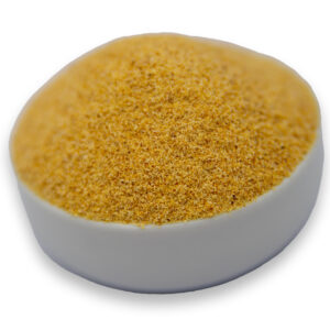 Bowl filled with granulated garlic – perfect for seasoning, cooking, and adding flavor to meals.